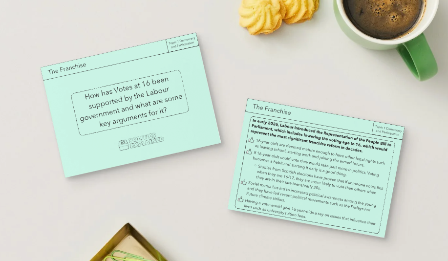 Pre-Order UK Politics 2026 Revision Flashcards | Edexcel A Level Politics